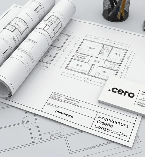 Libro de portafolio Punto Cero con maqueta arquitectónica